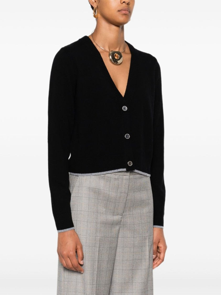 Pinko Cropped Cardigan Sweater With Deep V-Neckline