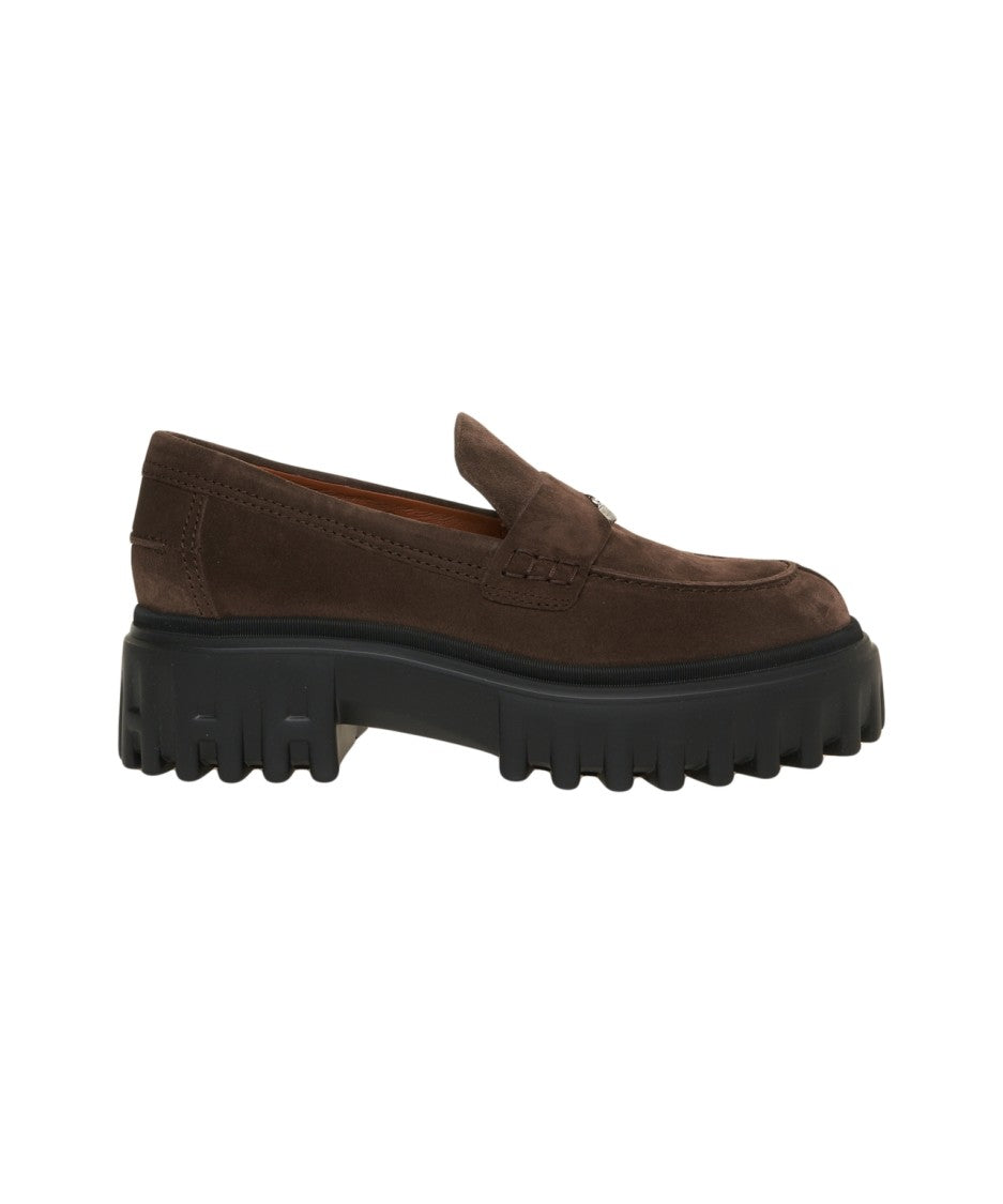 Hogan Suede Moccasins With Rubber Lug Sole
