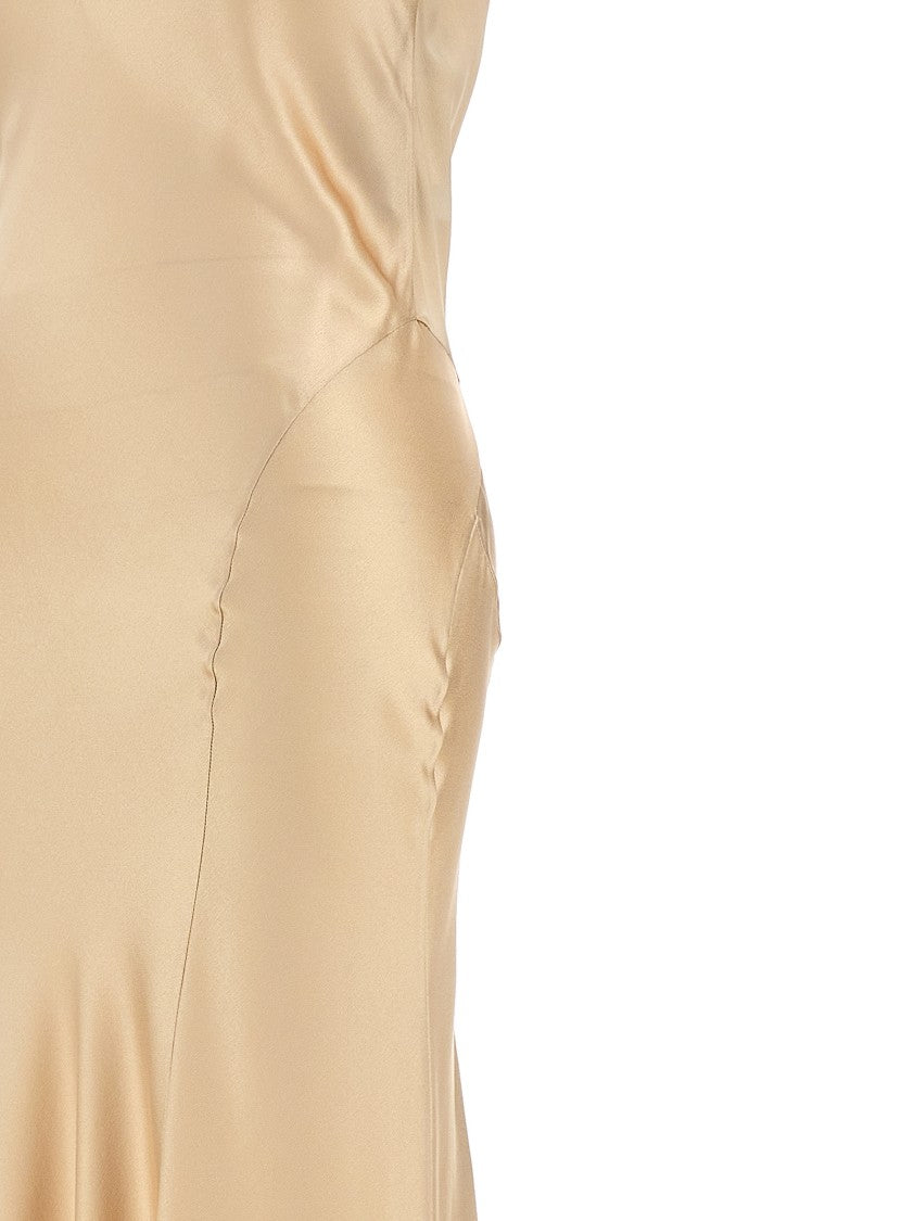 Saint Laurent V-Neck Silk Satin Evening Dress