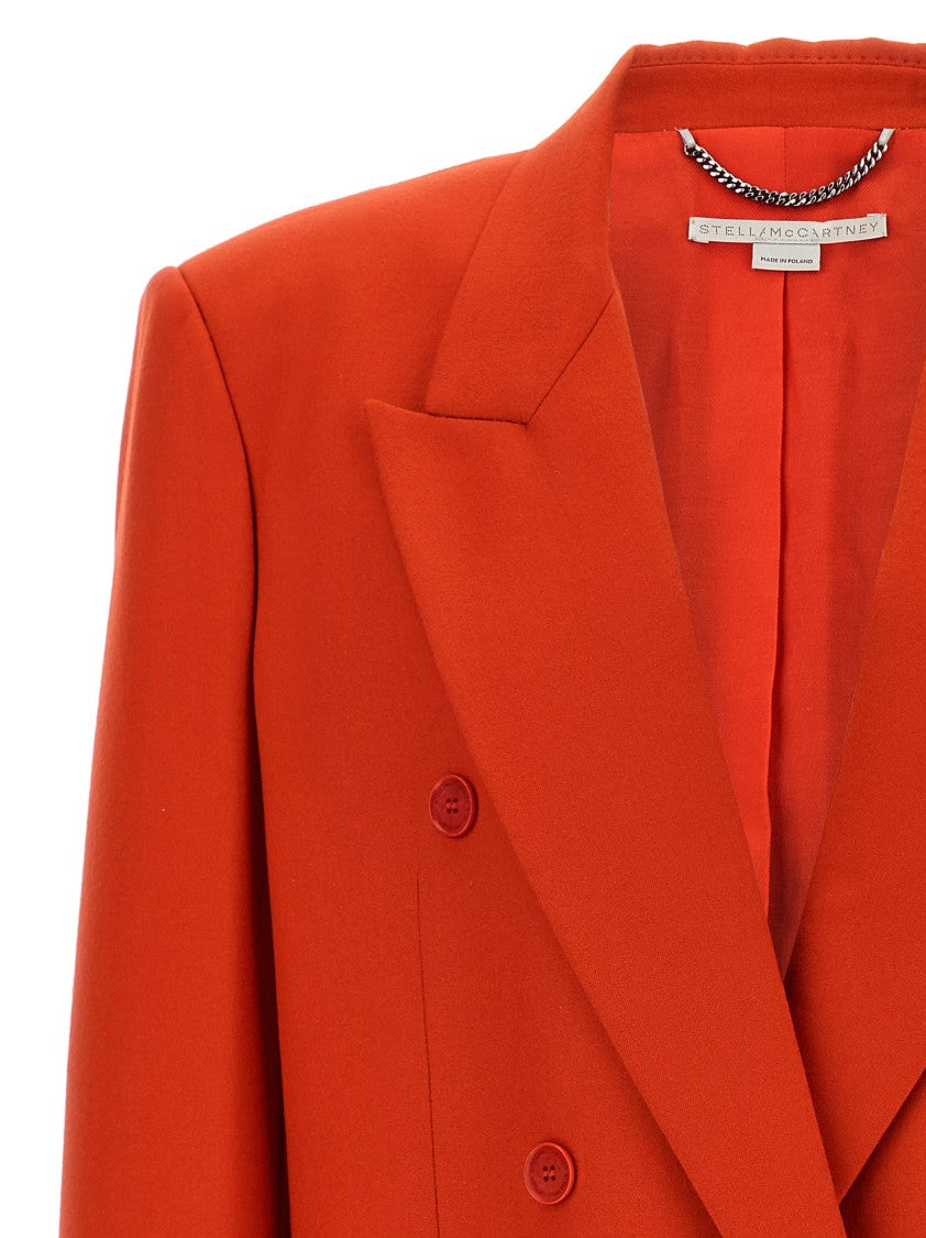 Stella Mccartney Double-Breasted Wool Flannel Blazer With Peak Lapels