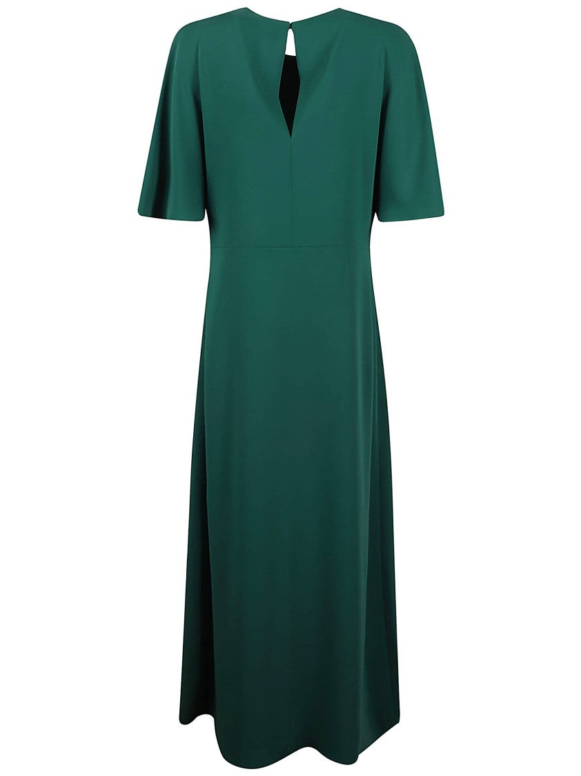 P.A.R.O.S.H. Midi Dress With Round Neckline And Keyhole Detail