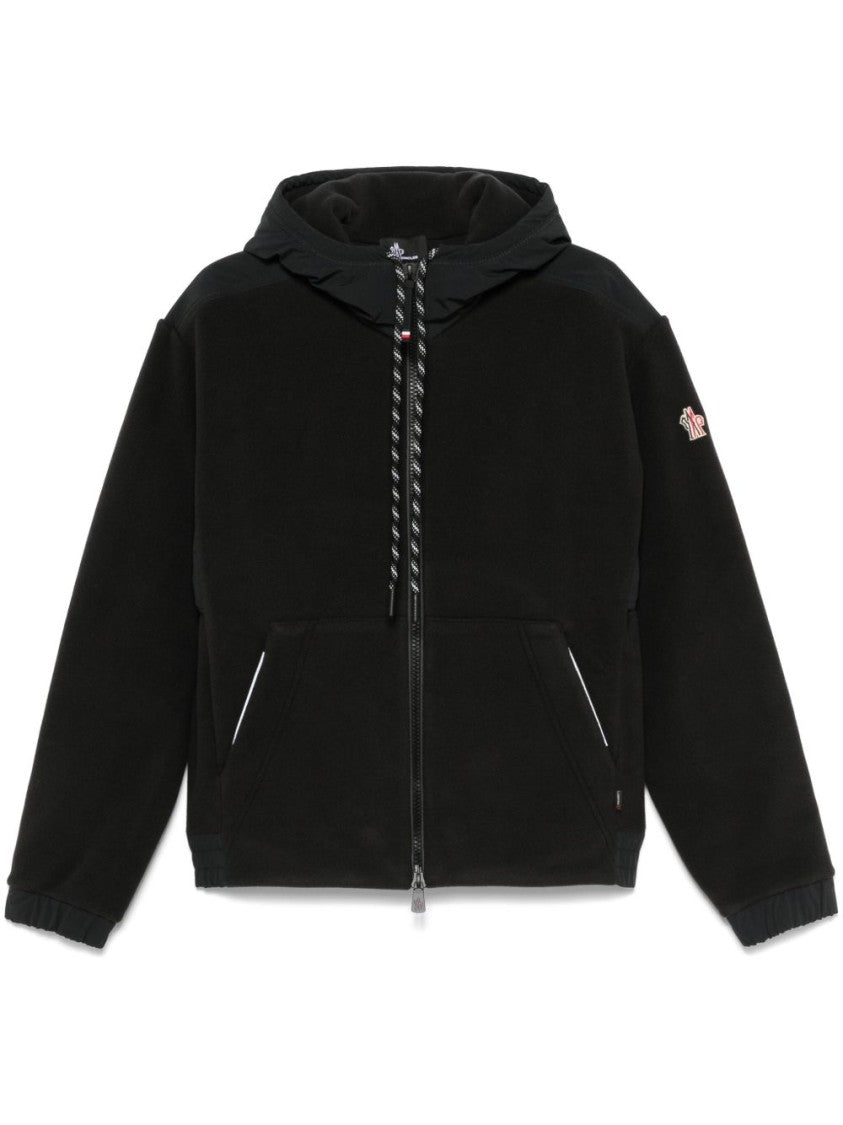 Moncler Grenoble Hooded Zip-Up Sweater With Front Kangaroo Pocket And Ribbed Cuffs