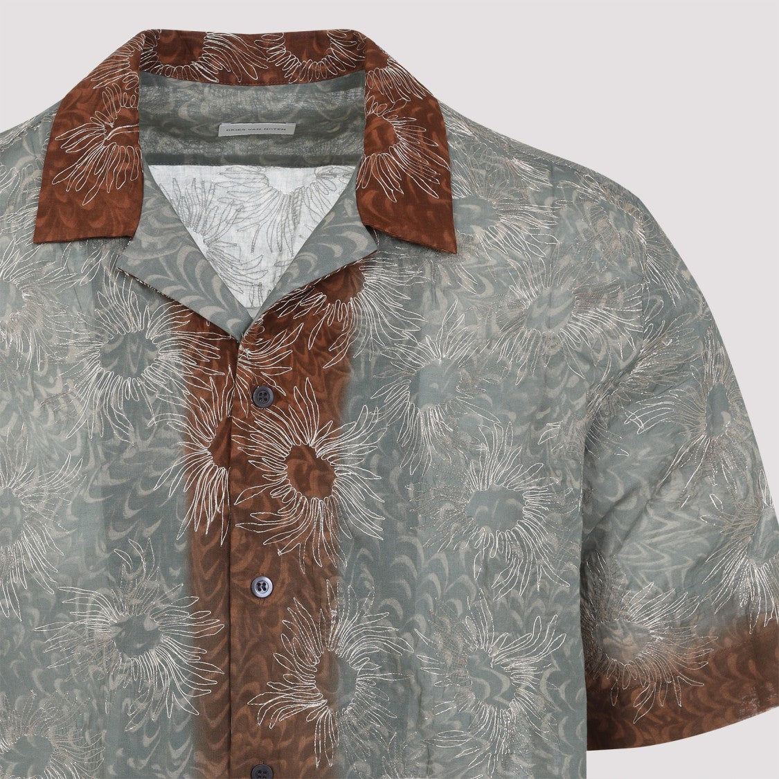 Dries Van Noten Short-Sleeved Floral Pattern Shirt In Vibrant Green