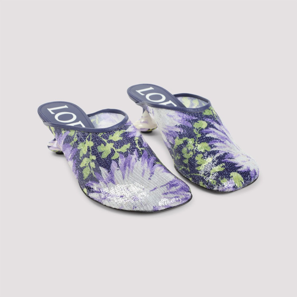 Loewe Floral Patterned Loewe Slippers With Sculpted Heel