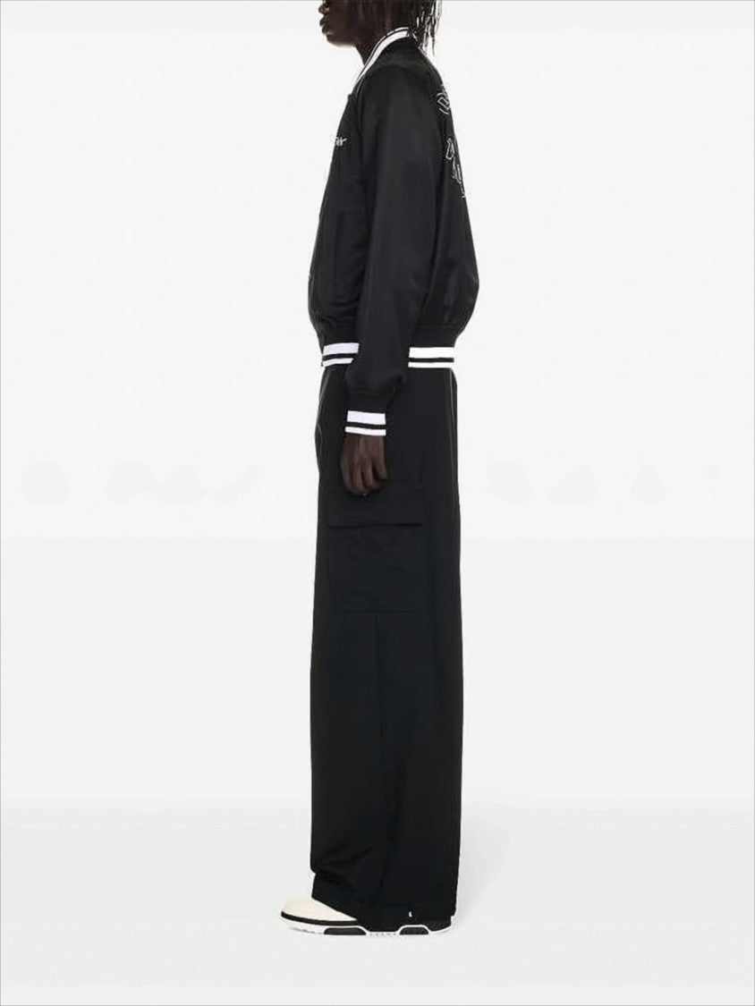 Off-White Black Polyester Bomber Jacket With Contrast Detailing