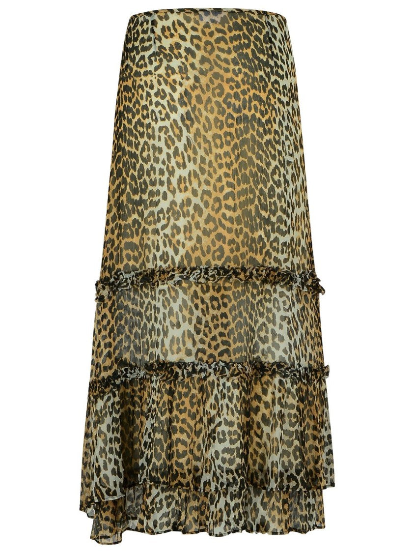 Ganni Long Skirt In Viscose 'Chiffon'