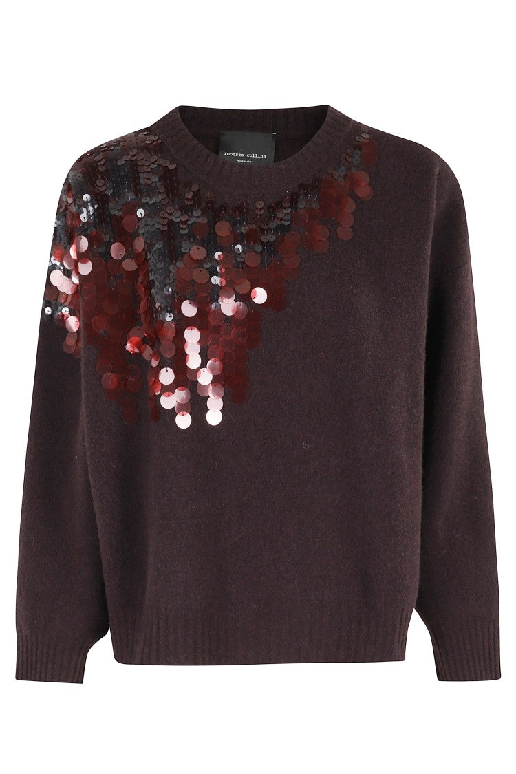 Roberto Collina Sequin Embroidery Crew Neck Sweater