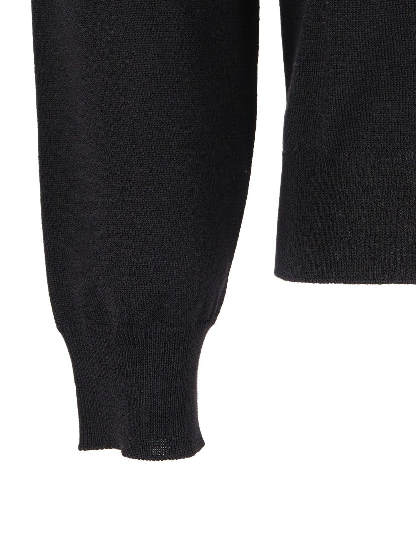 Slowear Zanone Long-Sleeve Polo Shirt In Virgin Wool Blend