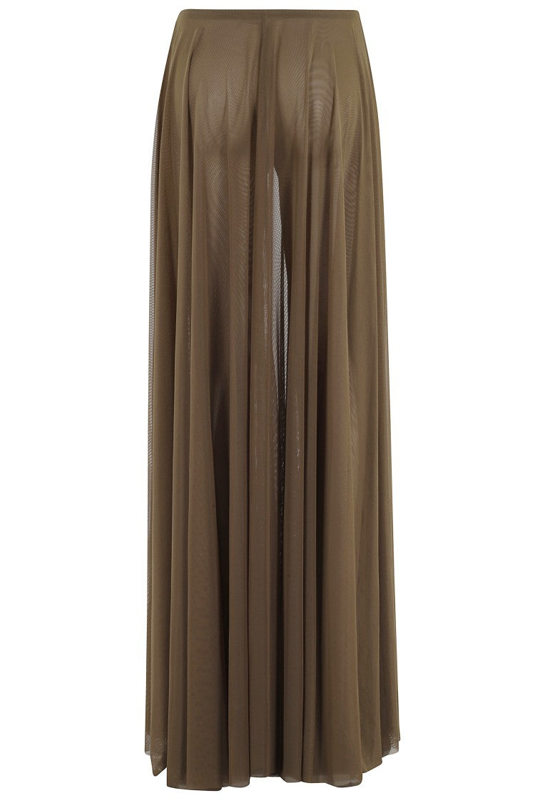 Norma Kamali Floor-Length Sheer Flared Skirt