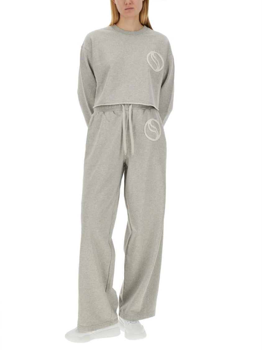 Stella Mccartney Wide Leg Cotton Jogging Pants With Subtle Logo