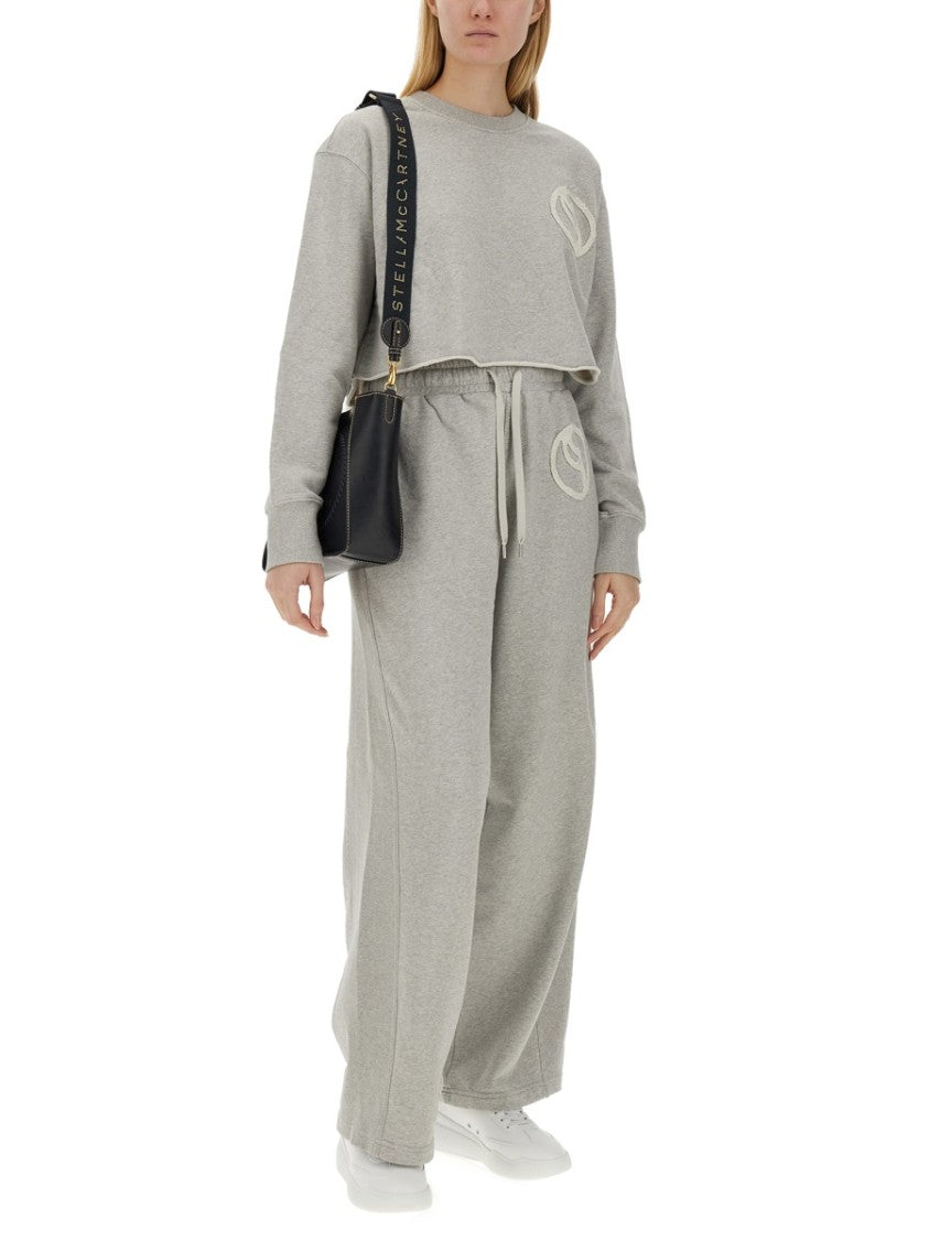 Stella Mccartney Cropped Grey Sweatshirt With Subtle Logo