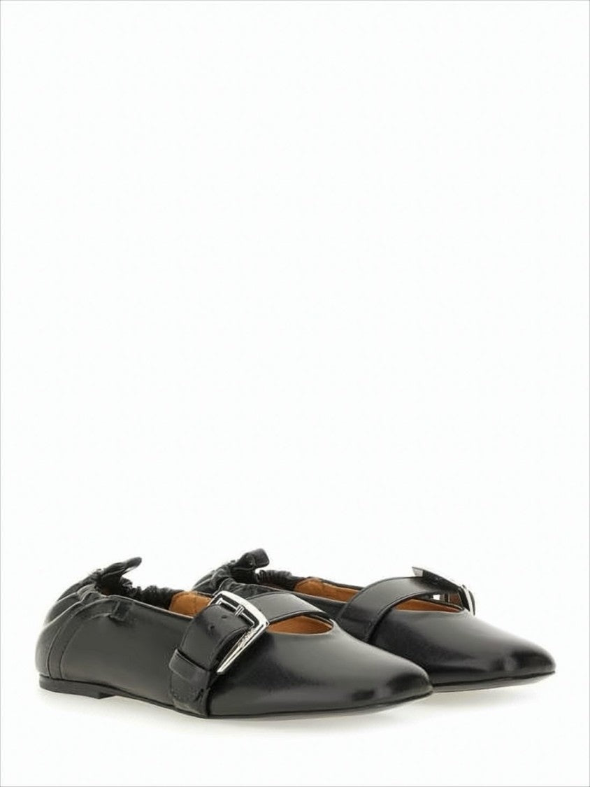 Ganni Pointed Toe Flat Shoes With Buckle Strap