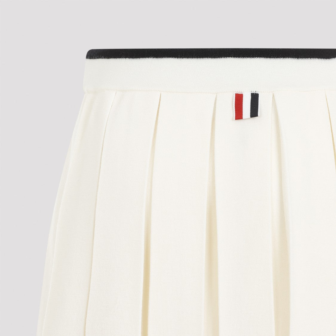 Thom Browne White Virgin Wool Full Needle Stitch Mini Pleated Skirt