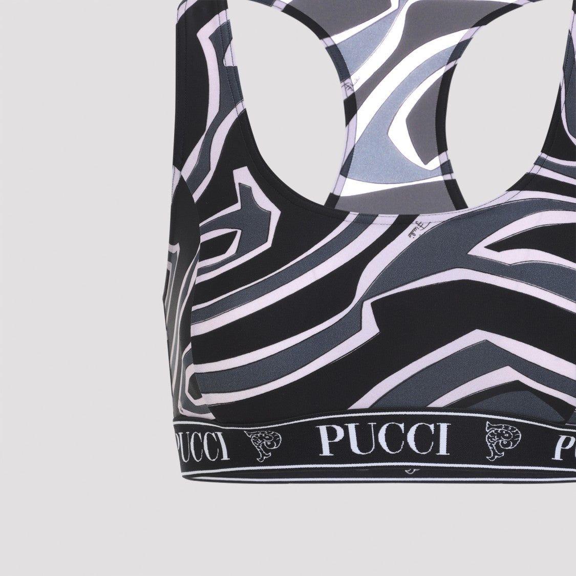 Pucci Cropped Stretch Tech Top With Dynamic Abstract Print