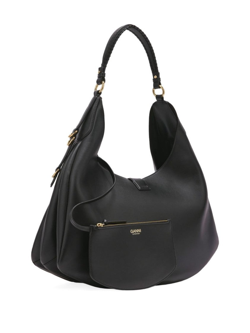 Ganni Curved Black Shoulder Bag