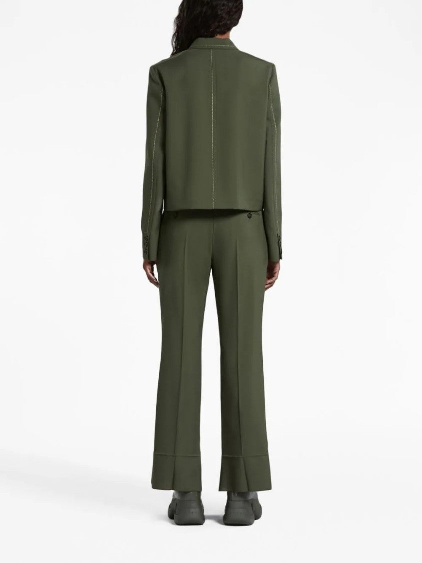 Marni Dark Green Virgin Wool Pants