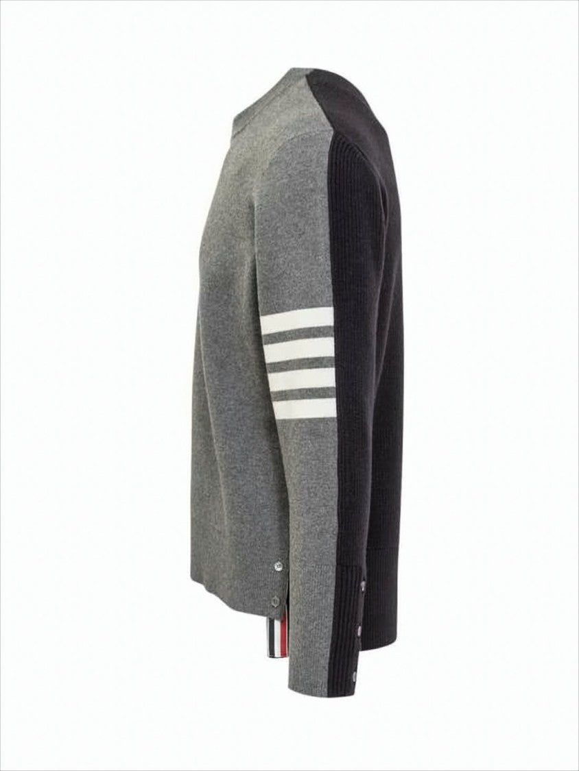 Thom Browne Textured Knit Sweater With Signature Stripes