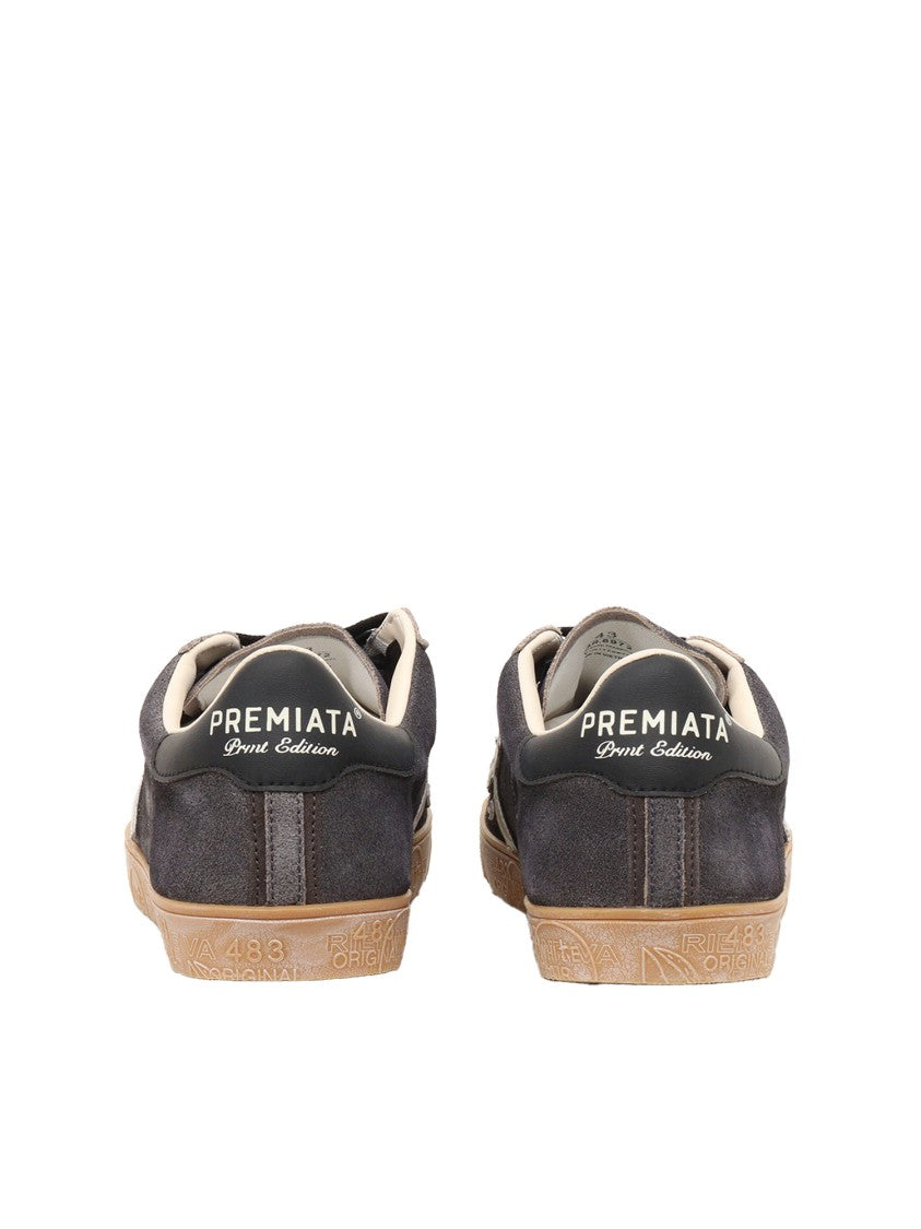 Premiata Low-Top Sneakers With Textured Dark Upper