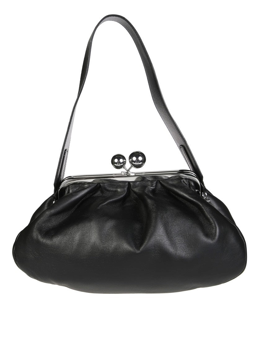 Max Mara Cubic Ruched Black Leather Handbag
