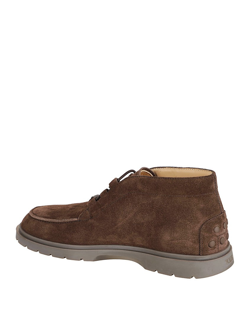 Tod's Suede Ankle Boots With Elastic Drawstring