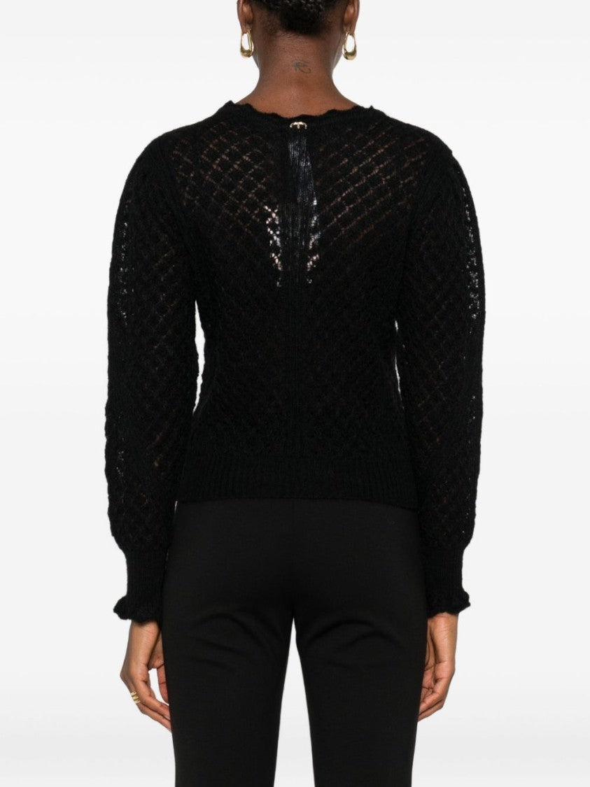 Twin-Set Open-Knit Sweater With Ruffled Edges