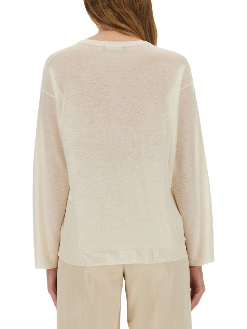 Fabiana Filippi Relaxed Fit Wool Blend V-Neck Sweater