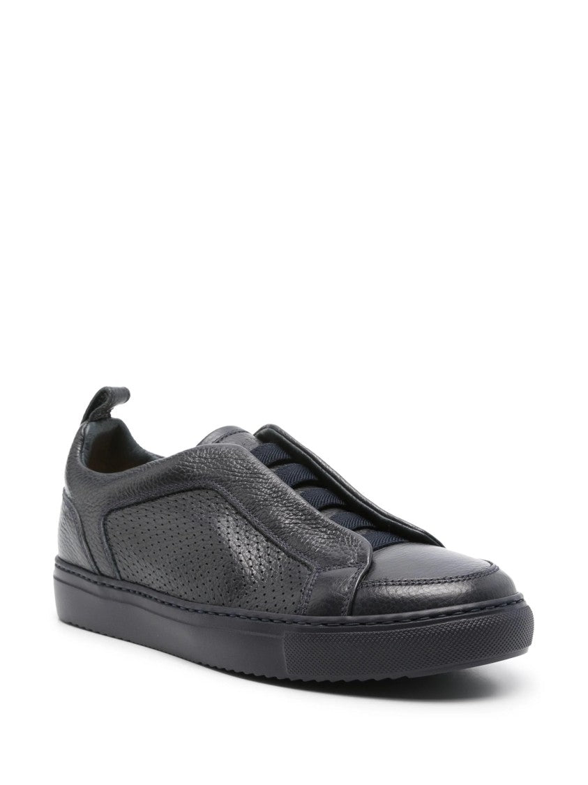 Doucal's Blue Trainers With Textured Leather