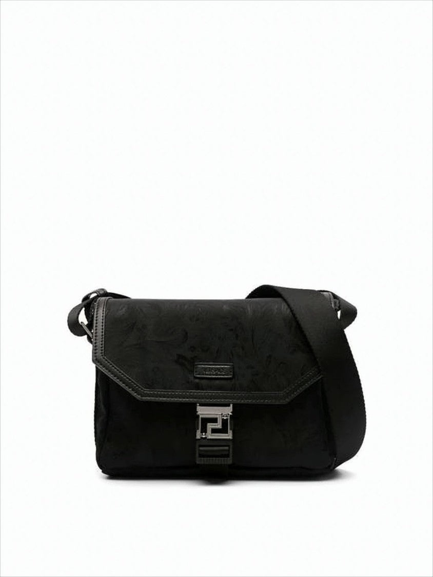 Versace Embossed Polyamide Crossbody Bag With Metallic Buckle
