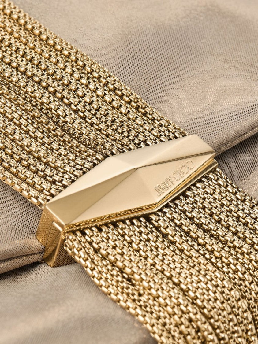 Jimmy Choo Gold-Tone Crystal-Embellished Foldover Clutch