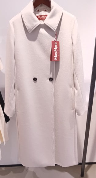 Max Mara White Belted Coat With Peak Lapels