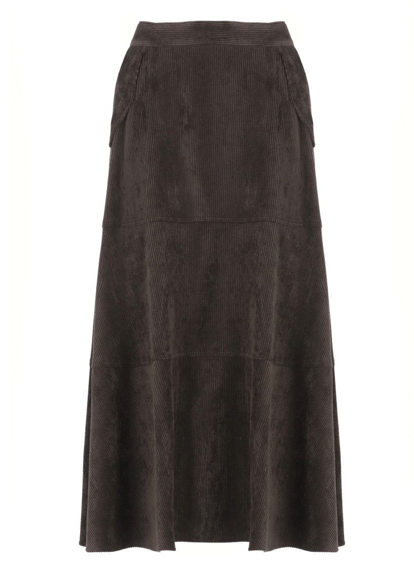D. Exterior Brown Corduroy Skirt