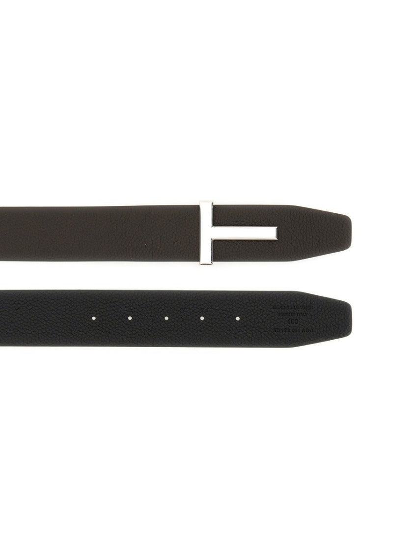 Tom Ford Reversible Calf Leather Belt With Buckle