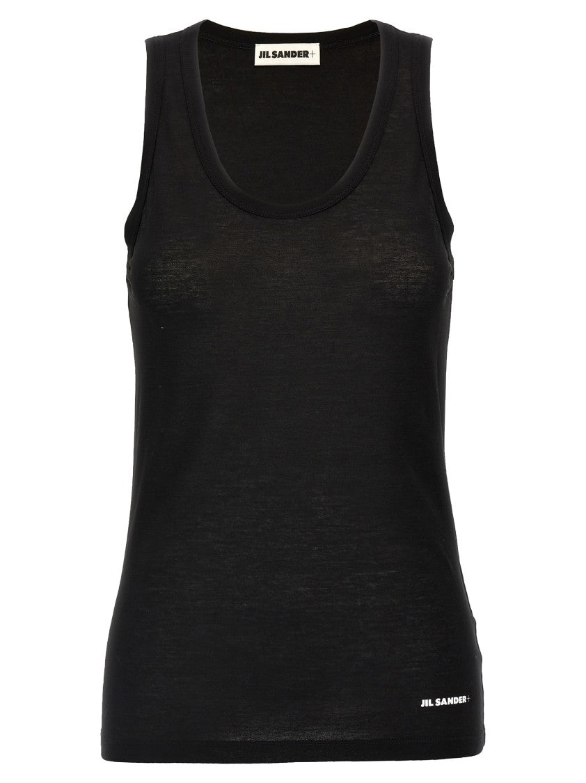 Jil Sander Cotton Top With Front Logo Print