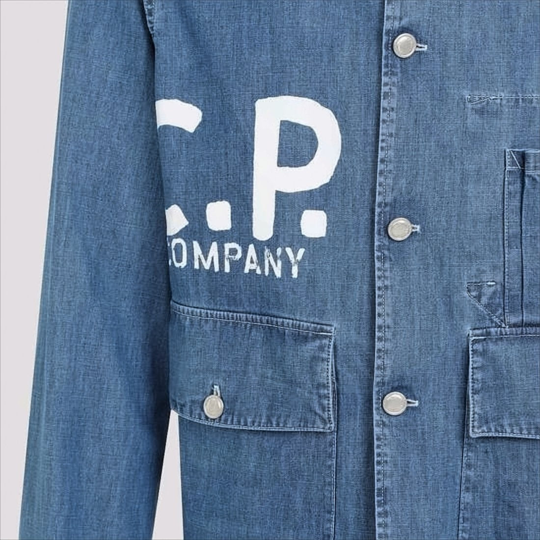 C.P. Company Classic Denim Jacket With Button Closure And Logo Detail
