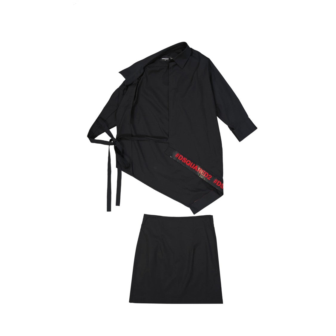 Dsquared2 Asymmetric Black Cotton Suit