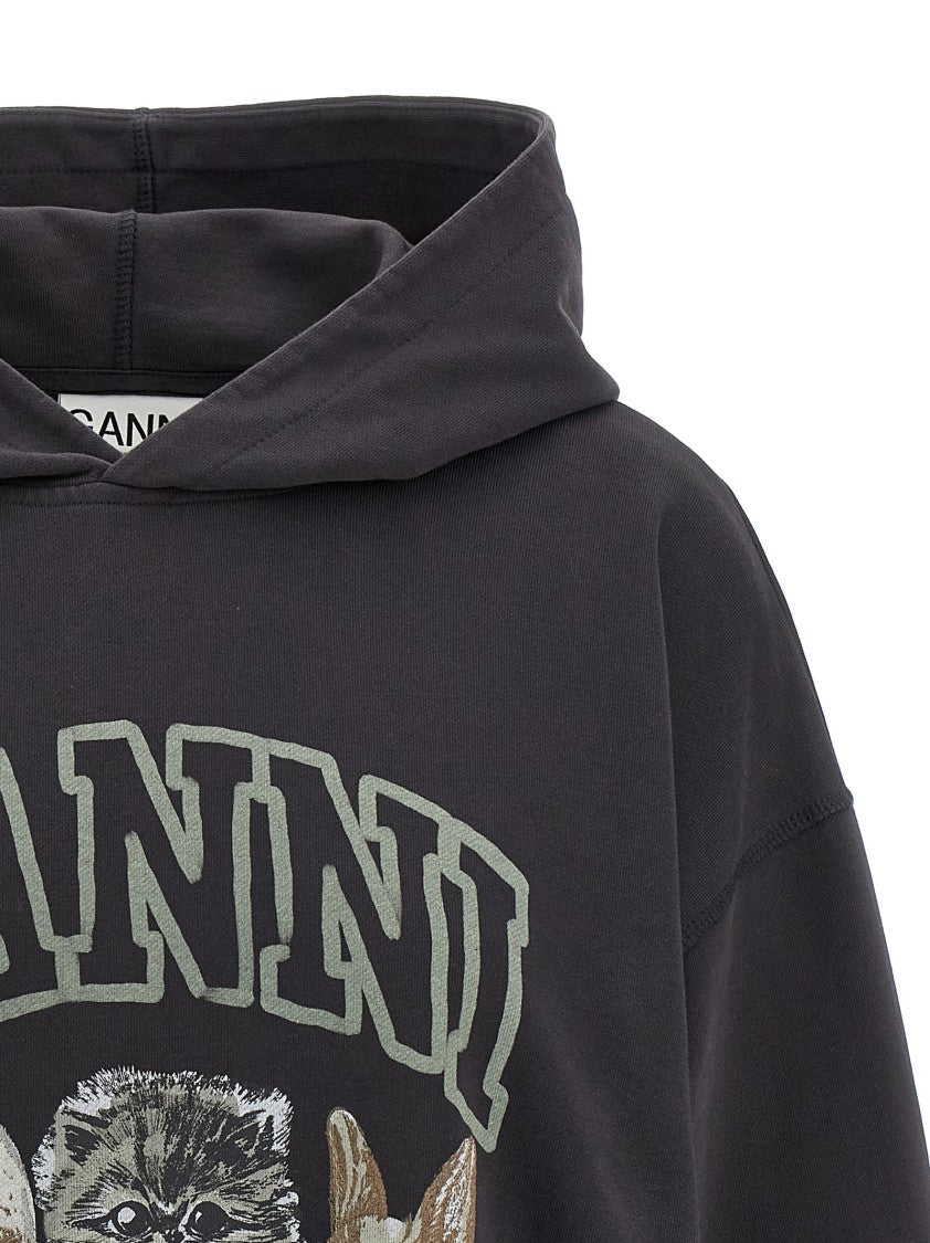 Ganni Grey Animal Print' Hoodie