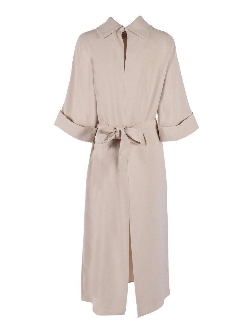 P.A.R.O.S.H. Embroidered Belted Dress With Relaxed Fit