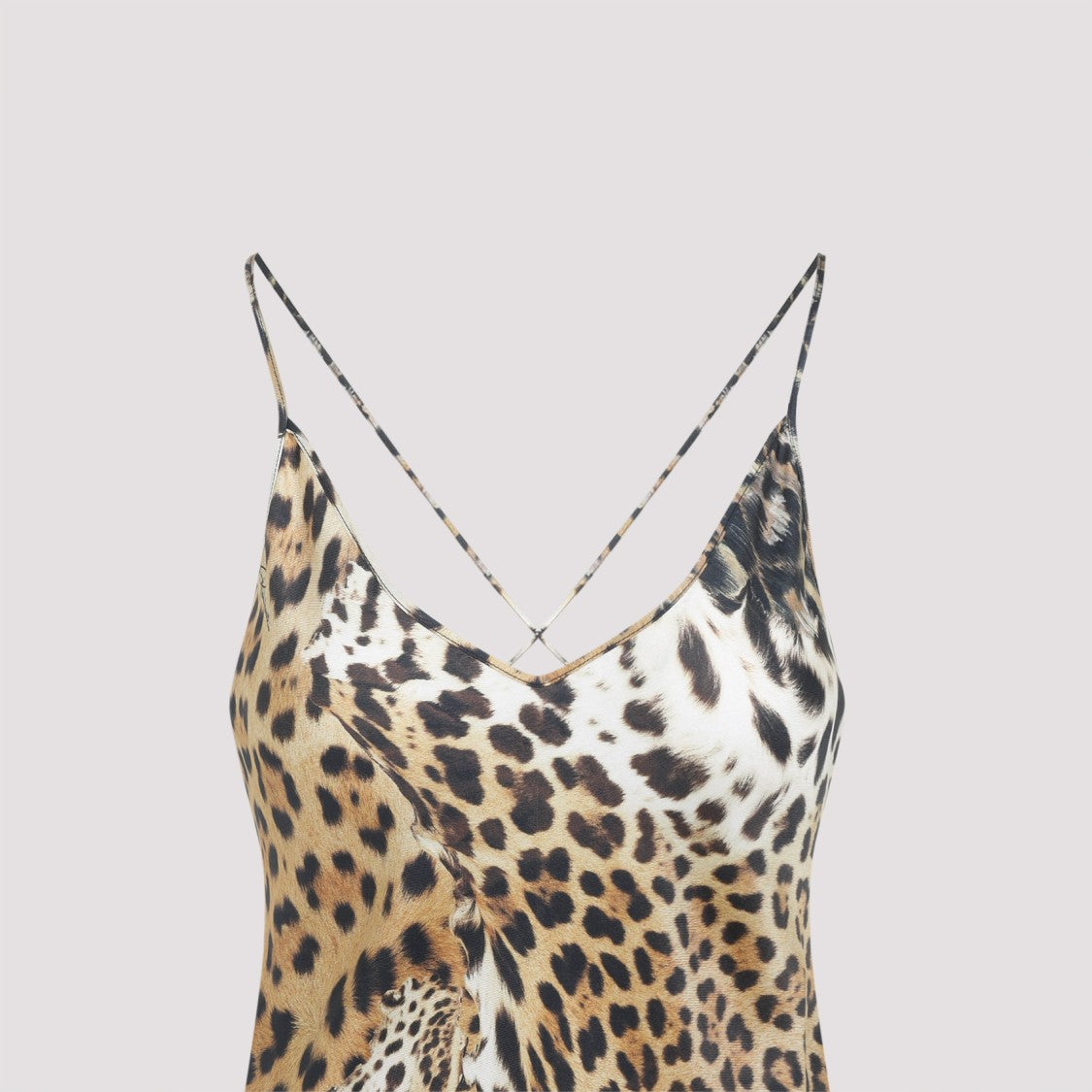 Roberto Cavalli Natural Beige Silk Jaguar Skin Maxi Dress