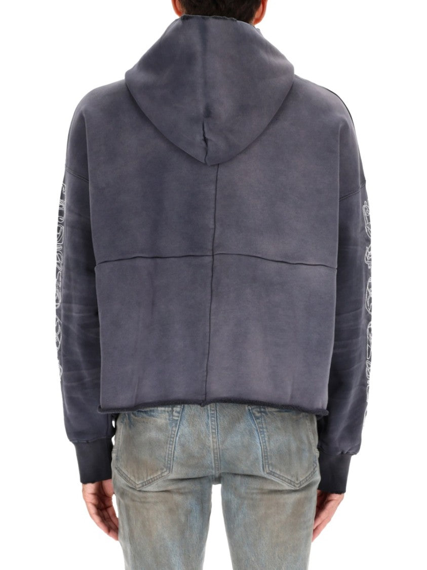 Purple Brand Distressed Black Sweatshirt With Graphic Text Detail