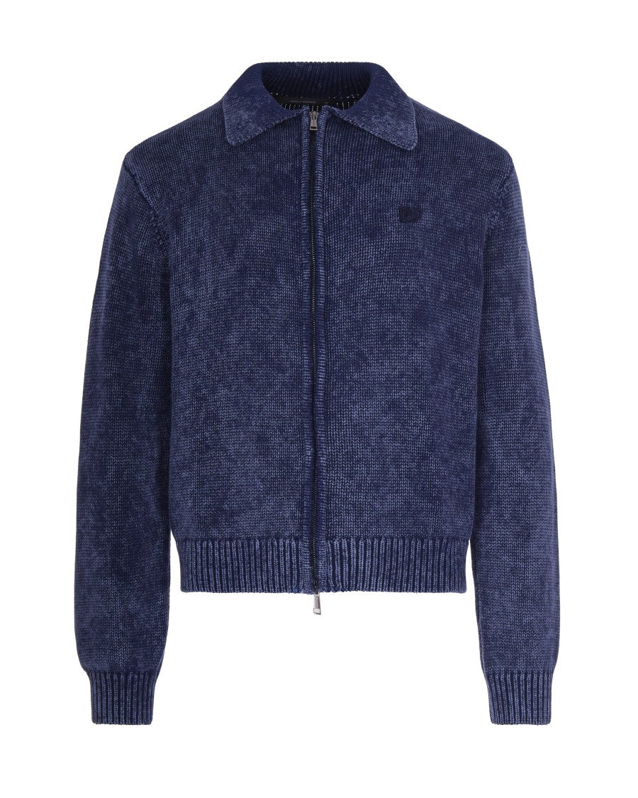 Daily Paper Cotton Knit Cardigan With Double-Slider Zipper And Textured Finish