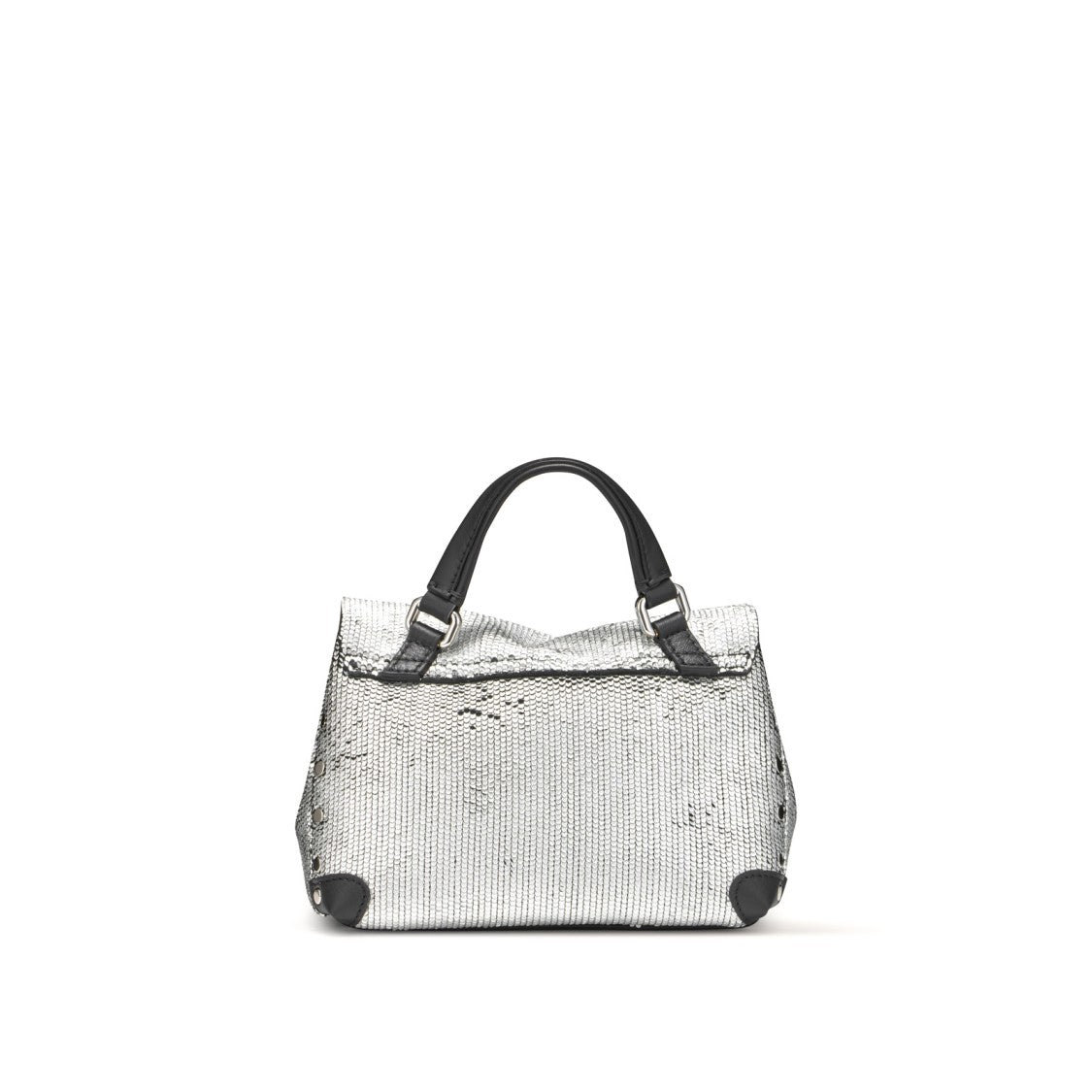 Zanellato Silver-Tone Carved Lambskin Shoulder Bag With Calfskin Details