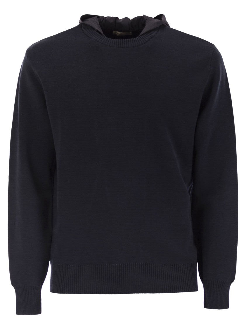 Herno Resort Double Cotton Knit And Nylon Hoodie