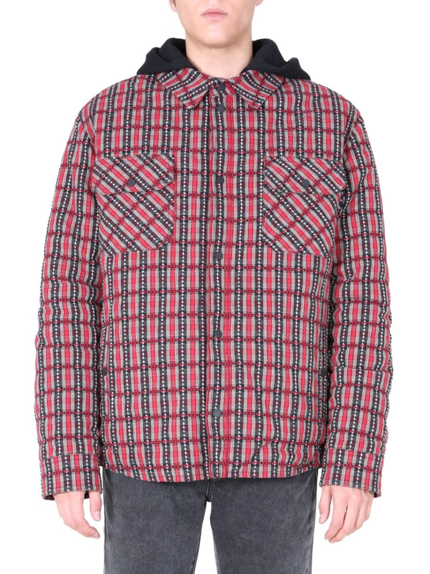 Off-White Quilted Padded Shirt With Removable Hood