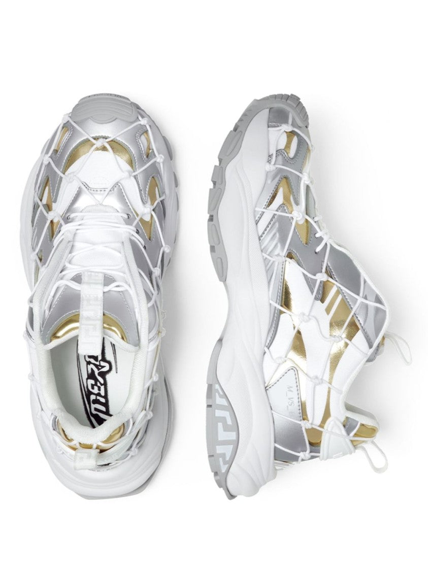 Versace Color-Block Sneakers With Metallic Accents
