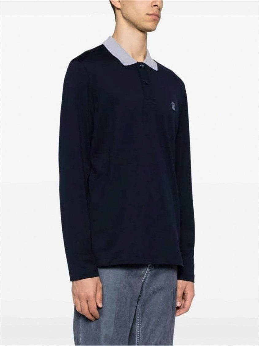 Brunello Cucinelli Relaxed Fit Long-Sleeve Polo Shirt With Contrasting Collar