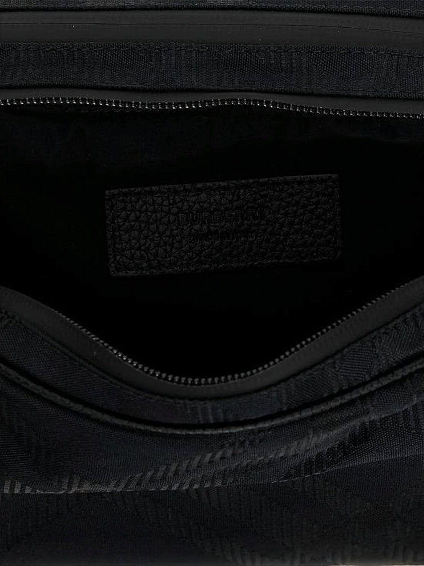 Burberry Textured Black Calfskin Clutch With Adjustable Strap