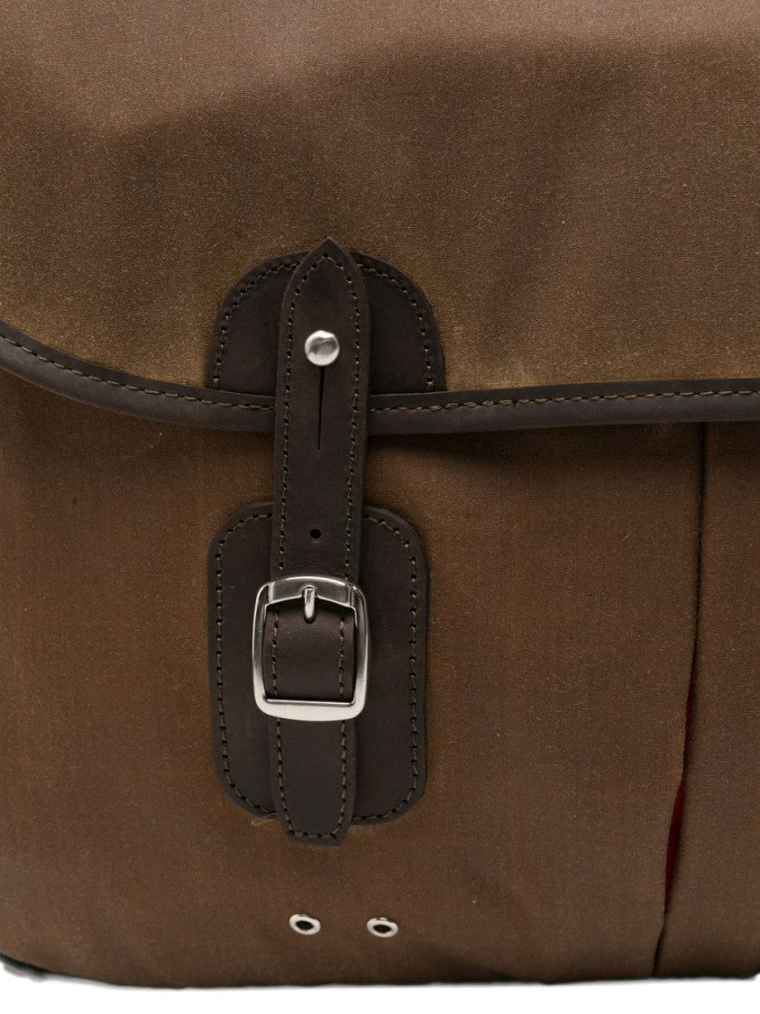 Barbour Rectangular Beige Cotton Shoulder Bag With Leather Accents