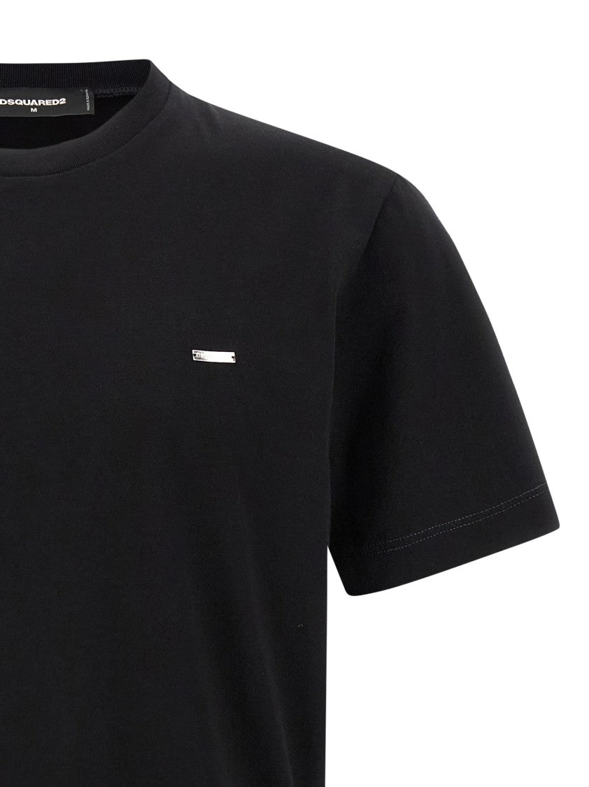 Dsquared2 Cotton Jersey T-Shirt With Engraved Logo Plate