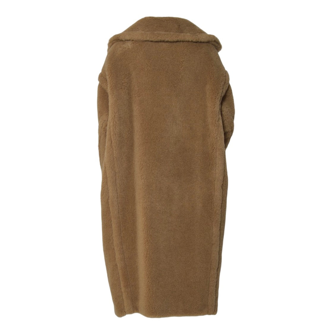 Max Mara Plush Long Camel Coat With Double-Breasted Front