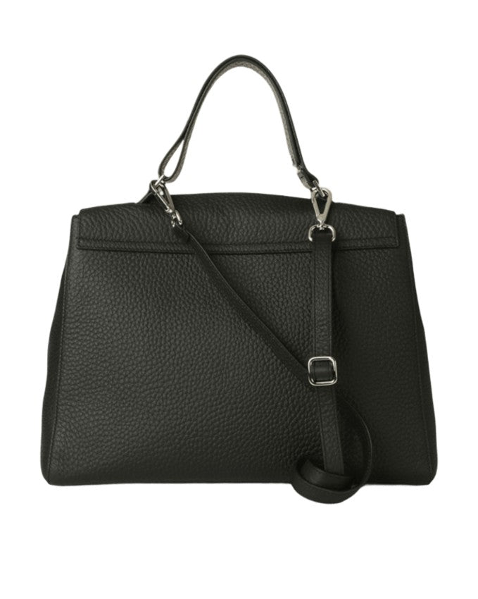Orciani Structured Black Handbag With Textured Leather